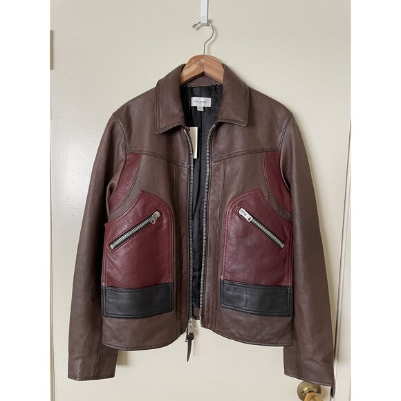 Coach Men's Washed Leather Stinger Moto Jacket Brown SIZE M MSRP $1500.00 - Picture 1 of 12